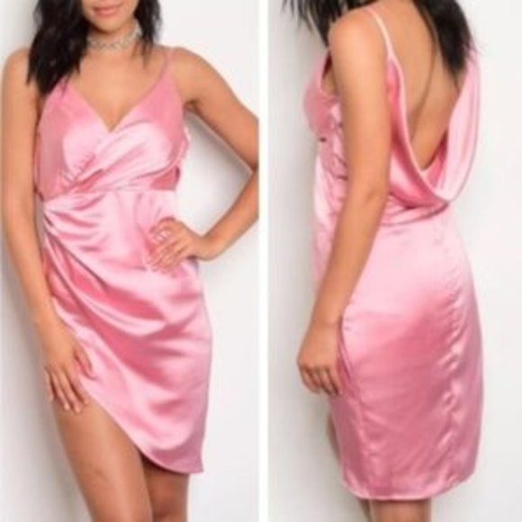 low cut satin dress